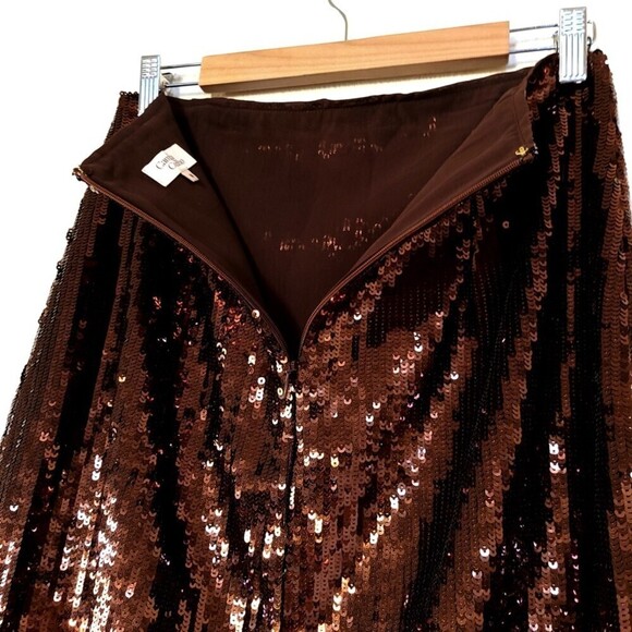 NEW Camila Coelho Ava Crop Top Audrey Skirt Matching Set Sequin Chocolate Brown - Picture 14 of 15